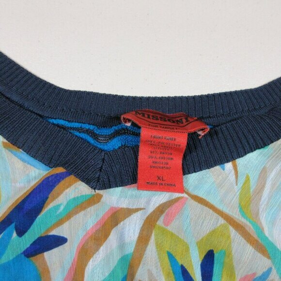 Missoni Target womens colorful geometric Mixed Media sheer vneck top XL EUC - Picture 3 of 4